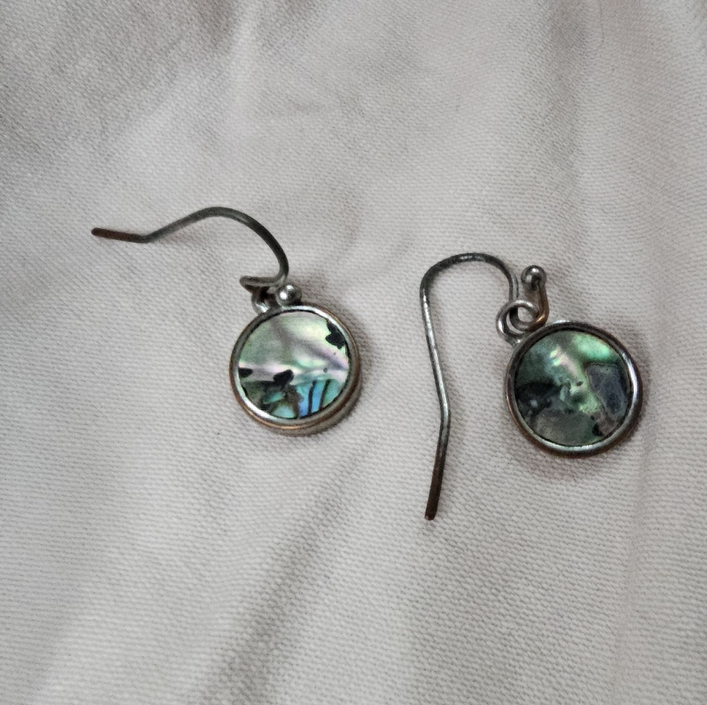 Elegant Silver Abalone Shell Earrings